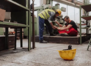 Injured maritime worker receiving medical care on a dock